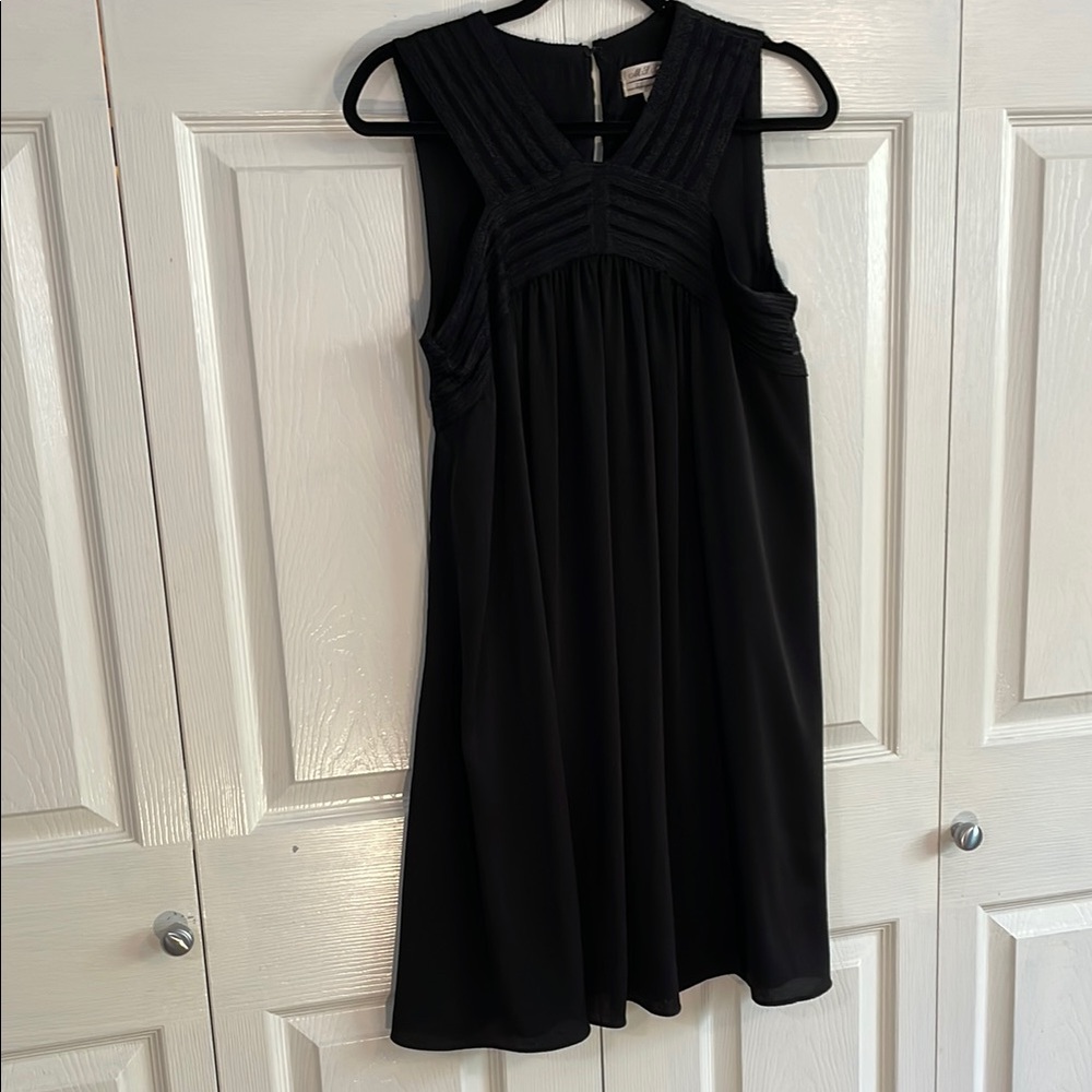 Max Studio Black V-Neck Smocked Mini Dress